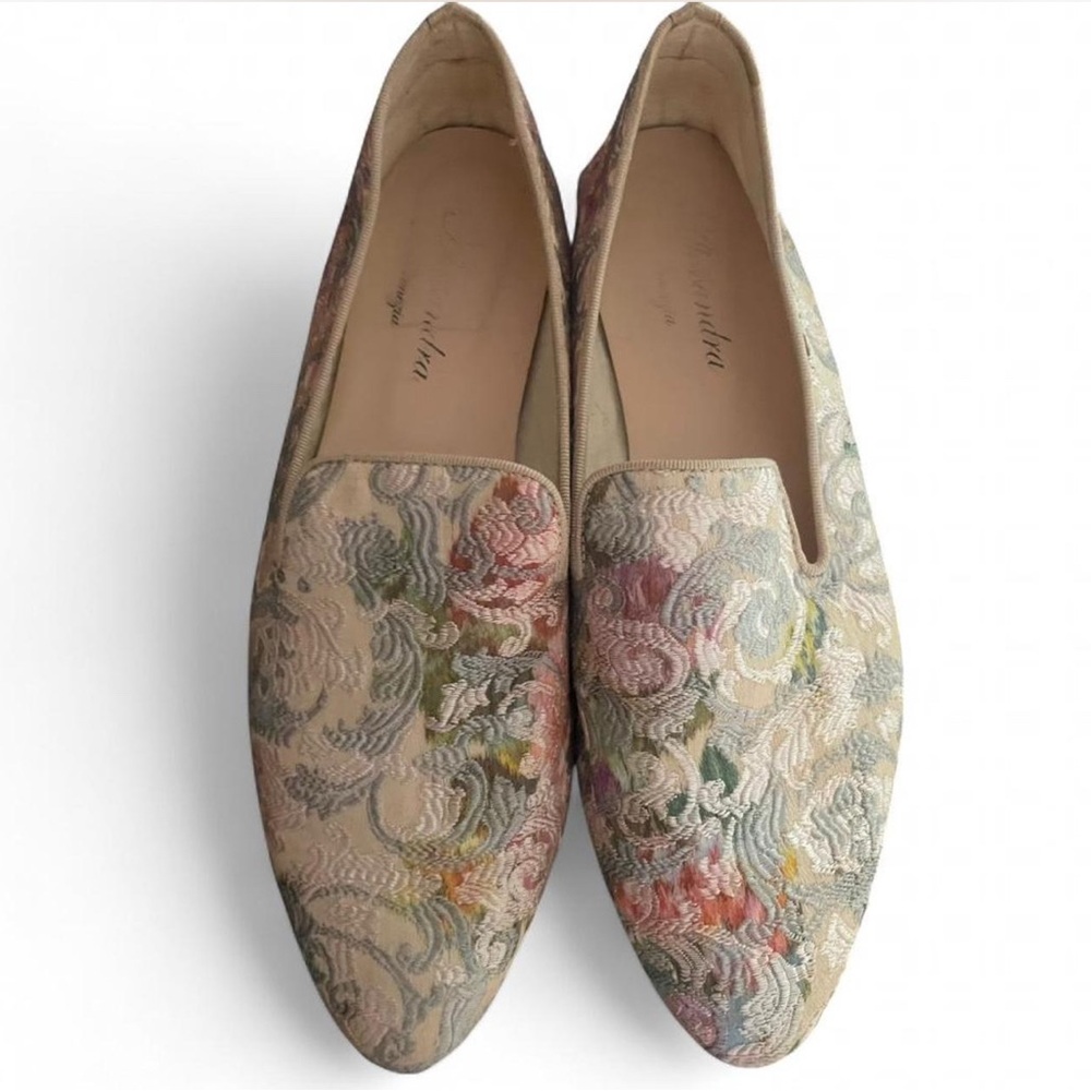 Venetian Floral Embroidered Slippers Size 10
